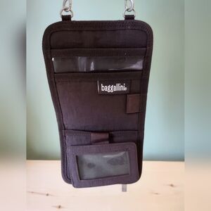 Baggallini Black Passport Holder Travel Money Organizer Small Crossbody Bag
